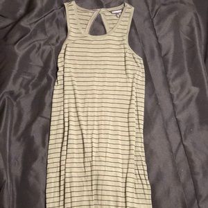 Olive green and charcoal striped maxi dress
